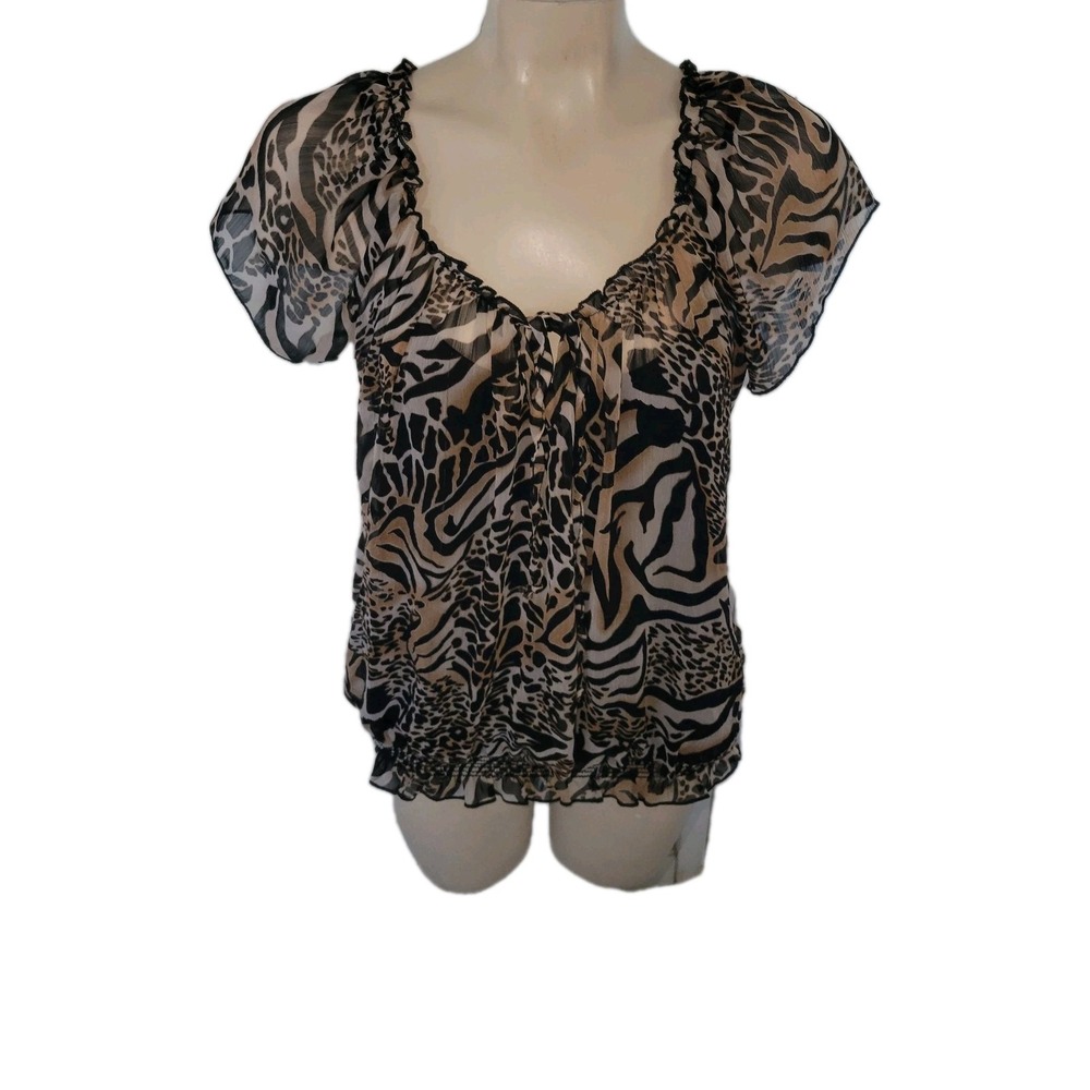 AGENDA PXL Animal Print Layered Blouse Mobwife Sexy Designer‎ Officecore Career